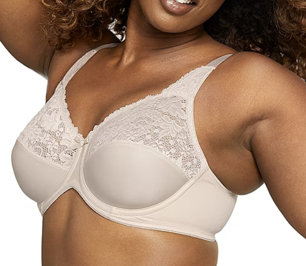 Bali Size 36C Lilyette Comfort Lace Underwire Full Coverage Minimizer Bra E29-1